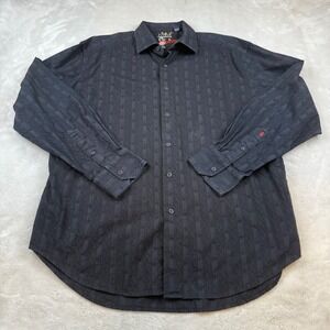 Robert Graham 2XL Black Striped Textured‎ Long Sleeve Button Down Shirt